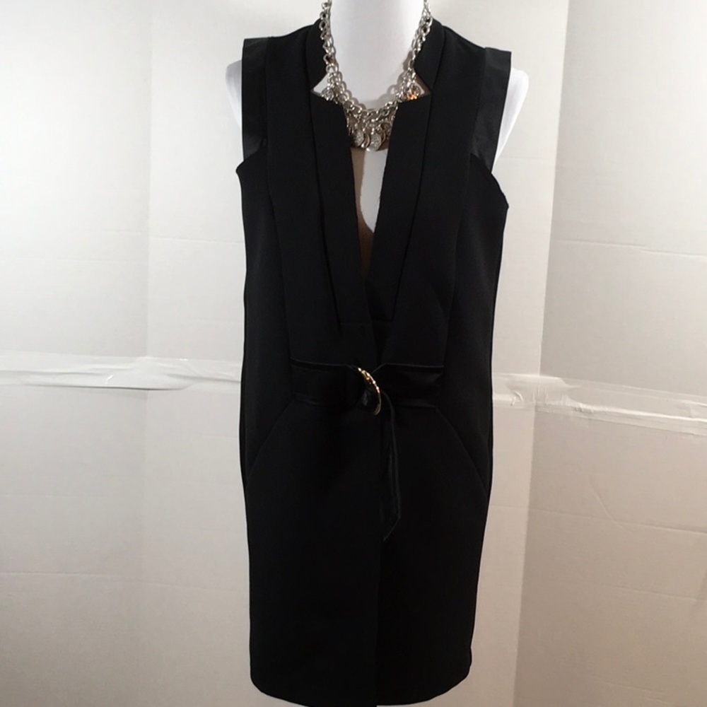 River Island black long vest dress